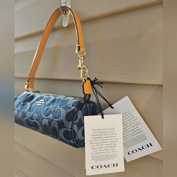 NWT Coach NOLITA DenimSignature Barrel Bag - Picture 4 of 12